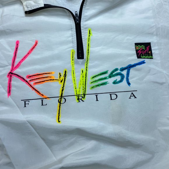 Vintage Surf Style OS Windbreaker Jacket Key West White - Picture 2 of 6